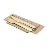 BioPak 16cm Wooden Fork, Knife and Napkin Set Wax Coated
