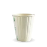 Biocup made from plant-based materials with a green leaf design, labeled 'Made from plants, not oil.