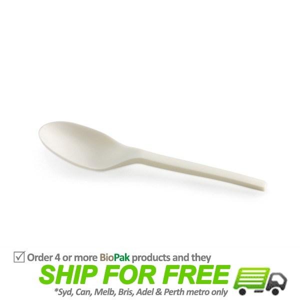 BioPak BioPlastic 15cm Spoon - WF Plastic Pty Ltd