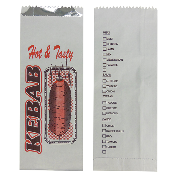 Plain Foil Lined Souvlaki/ Kebab Bag, 270x100+40mm, 500 carton – Fletchers  Supplies
