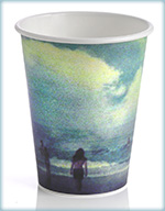 A cup with ocean printed