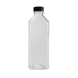 1000mL Clear Square PET Bottle with Black Lid Set