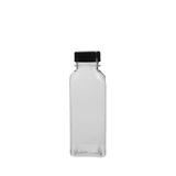 350mL Clear Square PET Plastic Bottle and Lid Set