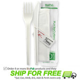 BioPak Bio 16.5cm Knife Fork Salt Pepper Napkin Set