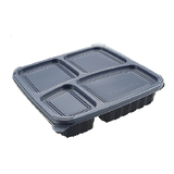 4 Compartment Takeaway Container Set Black