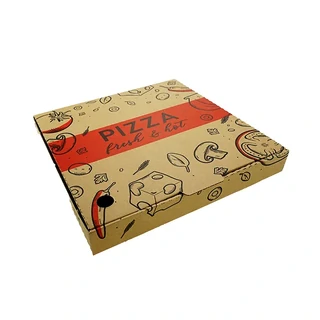Printed Pizza Box Brown 11 Inch