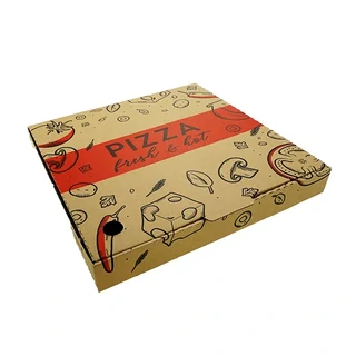 Printed Pizza Box Brown 13 Inch