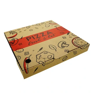 Printed Pizza Box Brown 15 Inch