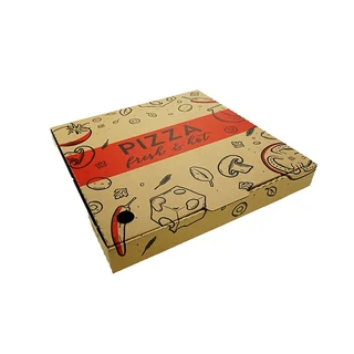 Printed Pizza Box Brown 9 Inch