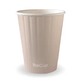 BioPak Double Wall Aqueous 12oz Coffee Cup Stone