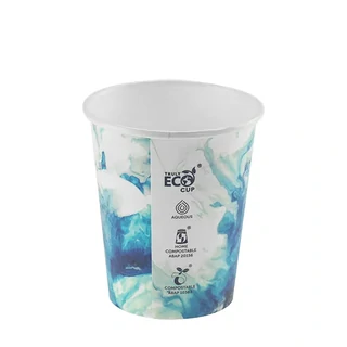 Aqua Single Wall 8oz Truly Eco Paper Coffee Cup