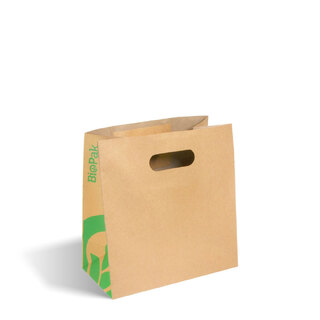 BioPak Small Kraft Paper Bags - Die Cut Handle