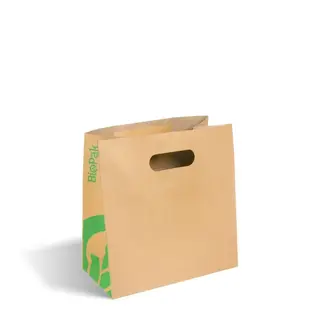 BioPak Small Kraft Paper Bags - Die Cut Handle