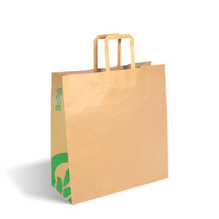 BioPak Medium Kraft Paper Bags - Flat Handle