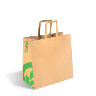 BioPak Small Kraft Paper Bags - Flat Handle