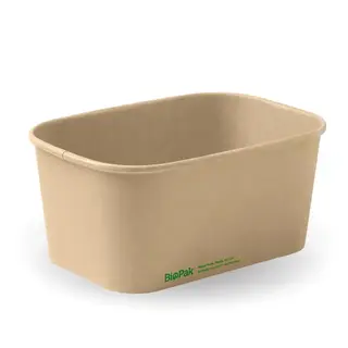 BioPak Paper 1000mL Takeaway Container Base Kraft