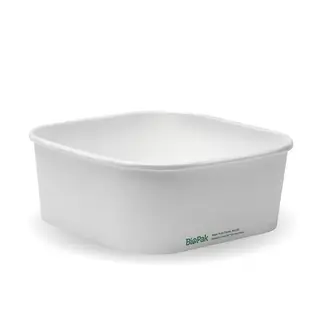 BioPak Paper 1200mL Takeaway Square Container Base White