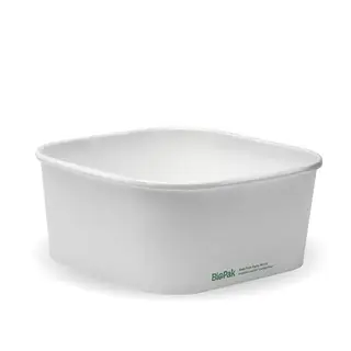 BioPak Paper 1400mL Takeaway Square Container Base White