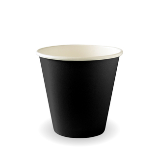 BioPak Uni-Lid Single Wall Aqueous 8oz Coffee Cup Black