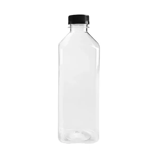 1000mL Clear Square PET Bottle with Black Lid Set