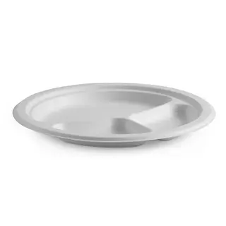 BioPak BioCane 10 Inch Round Plate - 3 Compartments