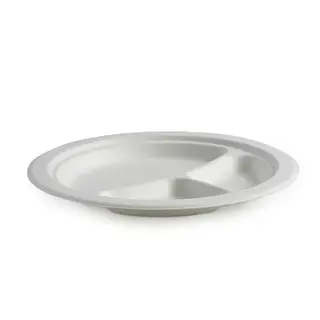 BioPak BioCane 9 Inch Round Plate - 3 Compartments