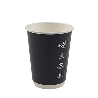 Black Double Wall 12oz Truly Eco Paper Coffee Cup