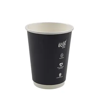 Black Double Wall 12oz Truly Eco Paper Coffee Cup