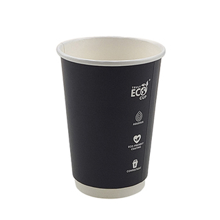 Black Double Wall 16oz Truly Eco Paper Coffee Cup