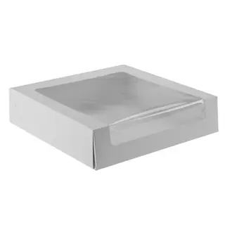 10x10x2.5 Easy Fold Window Cake Box White