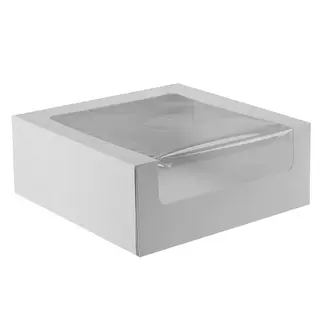 10x10x4 Easy Fold Window Cake Box White