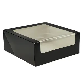 10x10x4 Easy Fold Window Cake Box Black