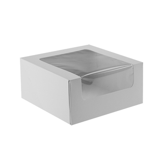 8x8x4 Easy Fold Window Cake Box White