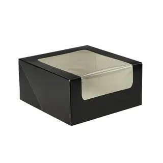 8x8x4 Easy Fold Window Cake Box Black