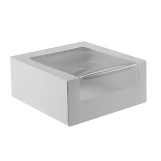 9x9x4 Easy Fold Window Cake Box White