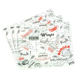 Bagel Red & Black Greaseproof Paper Half Sheet