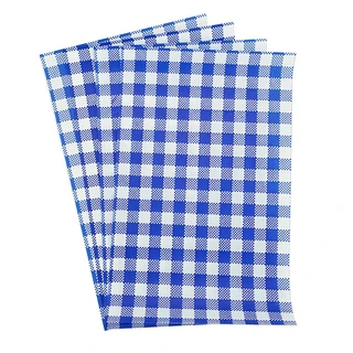 Gingham Blue Greaseproof Paper Quarter Sheet