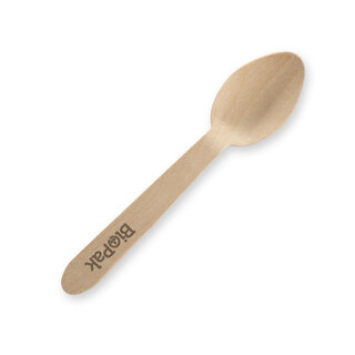 BioPak 10cm Wooden Tea Spoon Wax Coated
