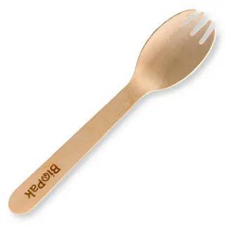 BioPak 16cm Wooden Spork Natural