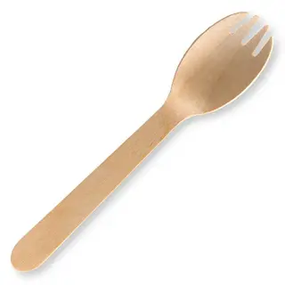 BioPak 16cm Wooden Spork Natural Unbranded