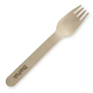 BioPak 16cm Wooden Fork Wax Coated