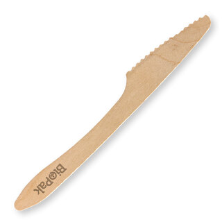 BioPak 19cm Wooden Knife Wax Coated
