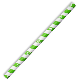 BioPak Jumbo Green Striped Paper Straws