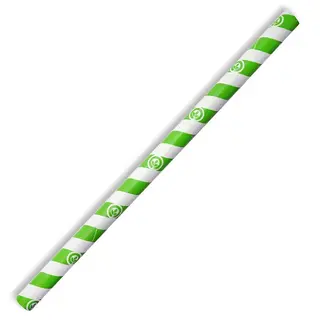 BioPak Jumbo Green Striped Paper Straws