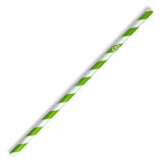BioPak Regular Green Stripe Paper Straws