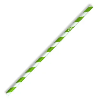 BioPak Regular Green Stripe Paper Straws