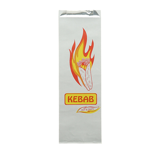 Greenmark Long Kebab Bag Foil Lined Printed White FBK