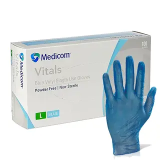 Blue Vinyl Gloves (L)