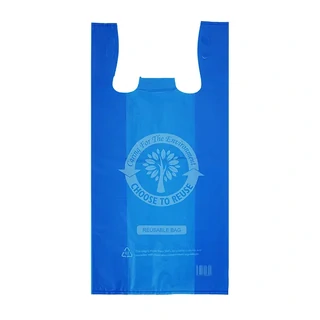 Medium Reusable Printed Plastic Carry Bag 37um Blue