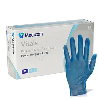 Blue Vinyl Gloves (M)